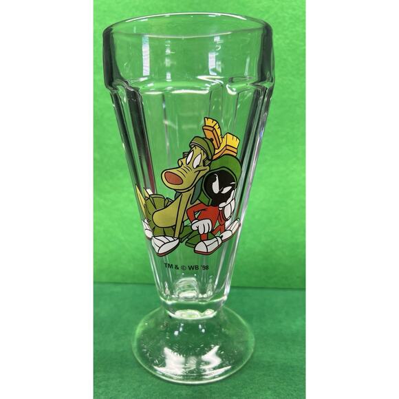 1998 TM & WB Parfait Sundae Glass MARVIN THE MARTIAN & K-9 Green Dog - Picture 1 of 7